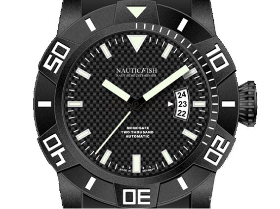 Nauticfish MSC A-Grade Carbon 2000M Stahl PVD Automatik Superluminova Kautschuk Kal.SW20A 45mm Neu