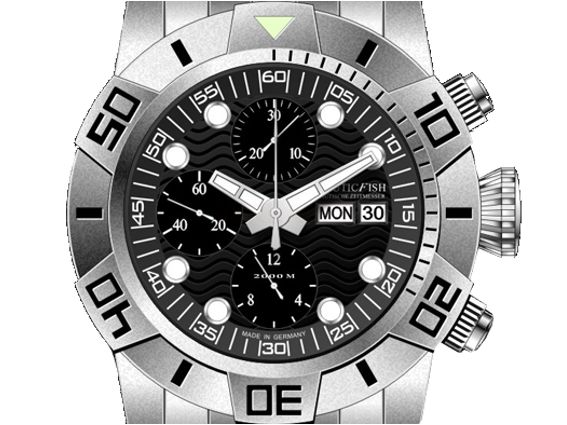 Nauticfish Waterwall Chronograph 2000M Stahl Automatik Superluminova Kal.ETA-7750 45mm Neu