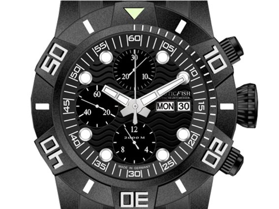 Nauticfish Waterwall 2T-1 Chronograph 2000M Stahl Black PVD Automatik Superluminova Kal.ETA-7750 45mm Neu