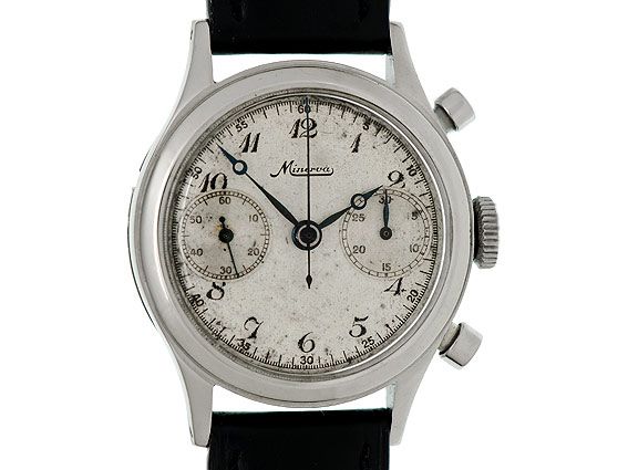Minerva Military Chronograph Stahl Handaufzug 34mm Vintage