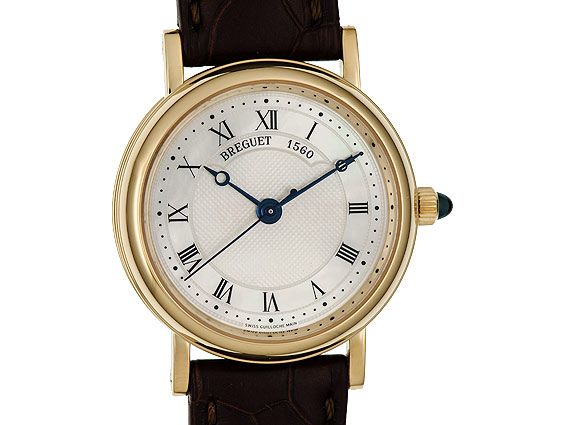 Breguet Classique 18kt Gelbgold Perlmutt Automatik Armband Leder 30mm Ungetragen