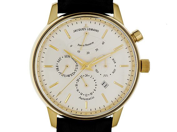 Jacques Lemans Nostalgie Power Reserve Stahl/IP Gold Automatik 44mm UVP 749,- Neu