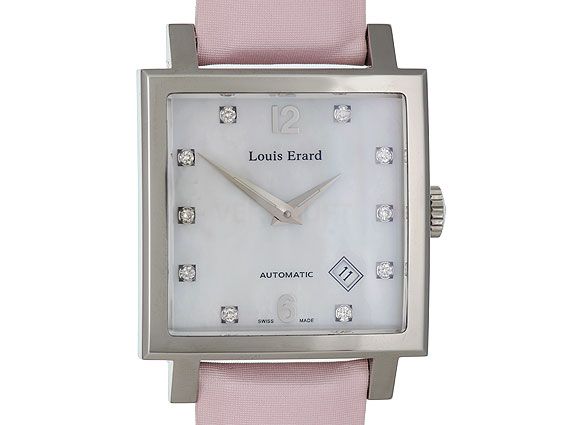 Louis Erard La Carre Date Stahl Diamond Perlmutt 35x35mm UVP 1.299,- Neu