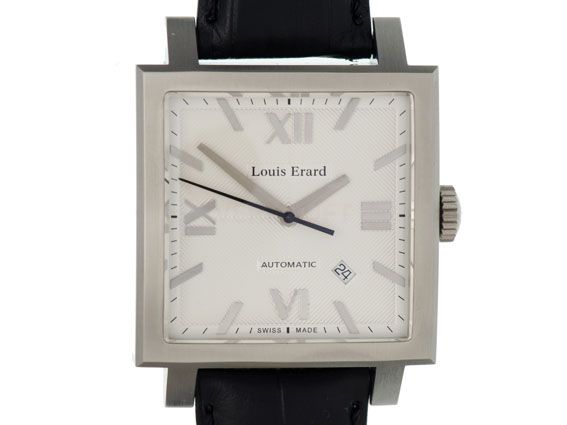 Louis Erard La Carre Big Date Stahl Automatik Armband Leder 39x39mm Neu mit Zertifikat über 899,-€