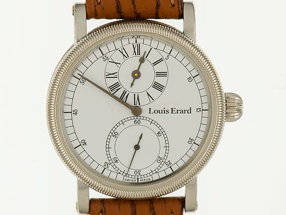 Louis Erard La Longue Ligne Regulateur Handaufzug Stahl 32mm Vintage Box&Pap.