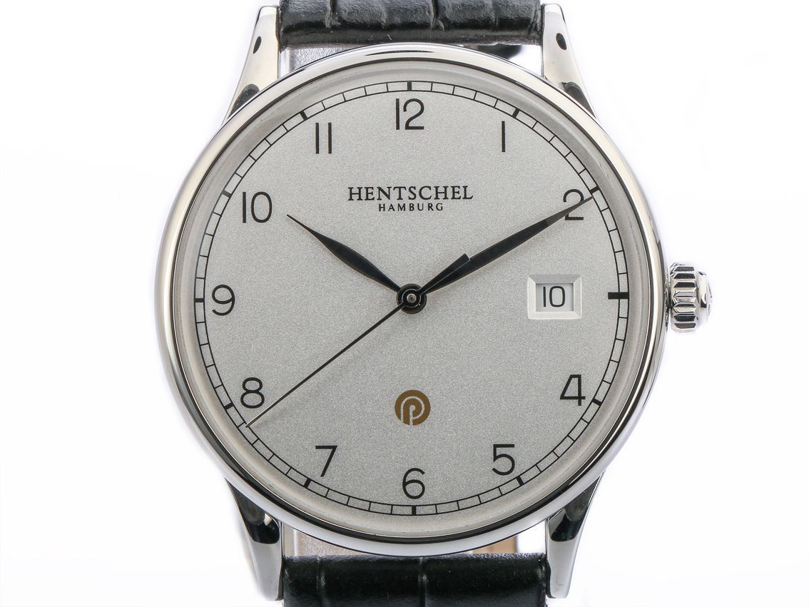 Hentschel Bronze in Platin-Optik Automatik Date 36mm wie Neu Box& Pap.