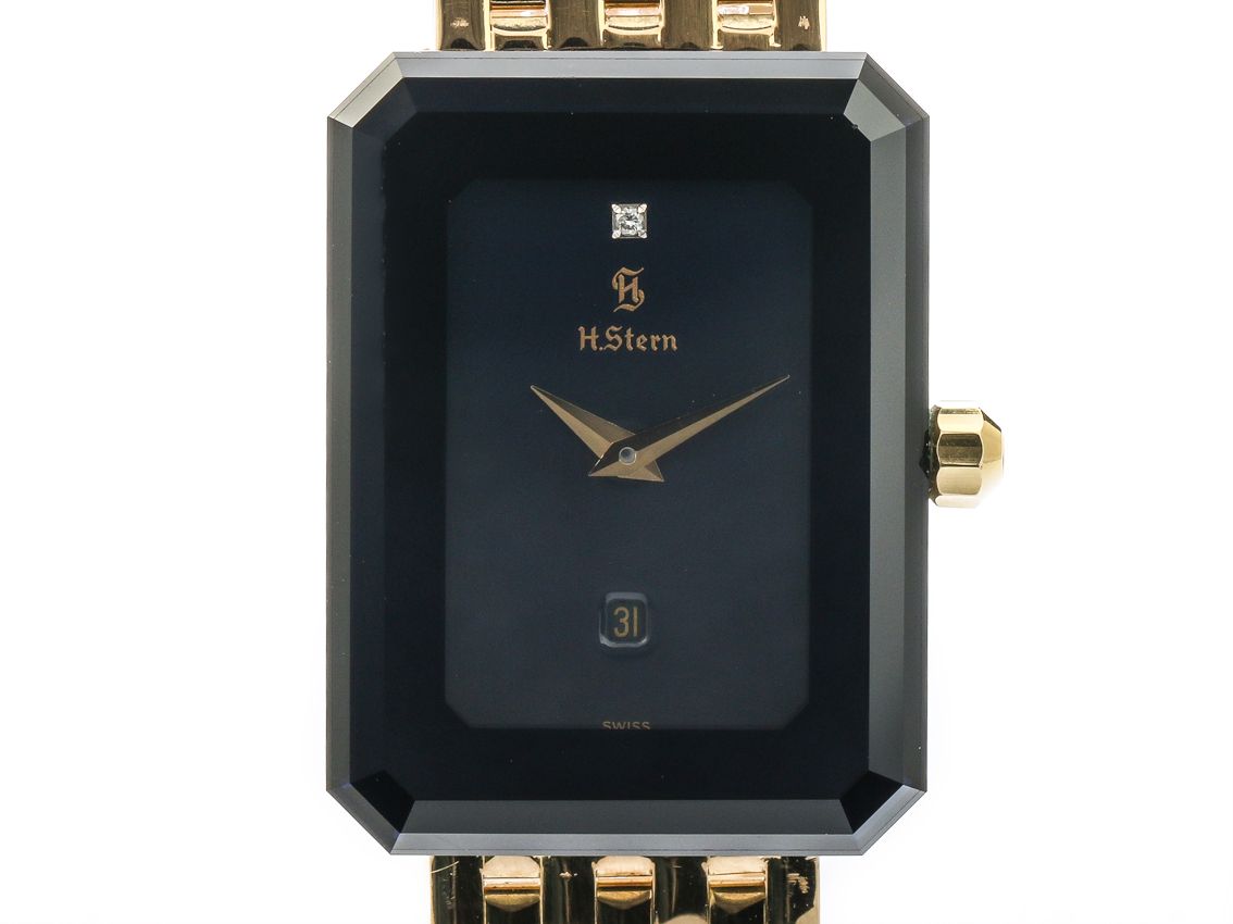 H. Stern Manaus Saphire Watch Gelbgold Safir Diamond 33x24mm Vintage 