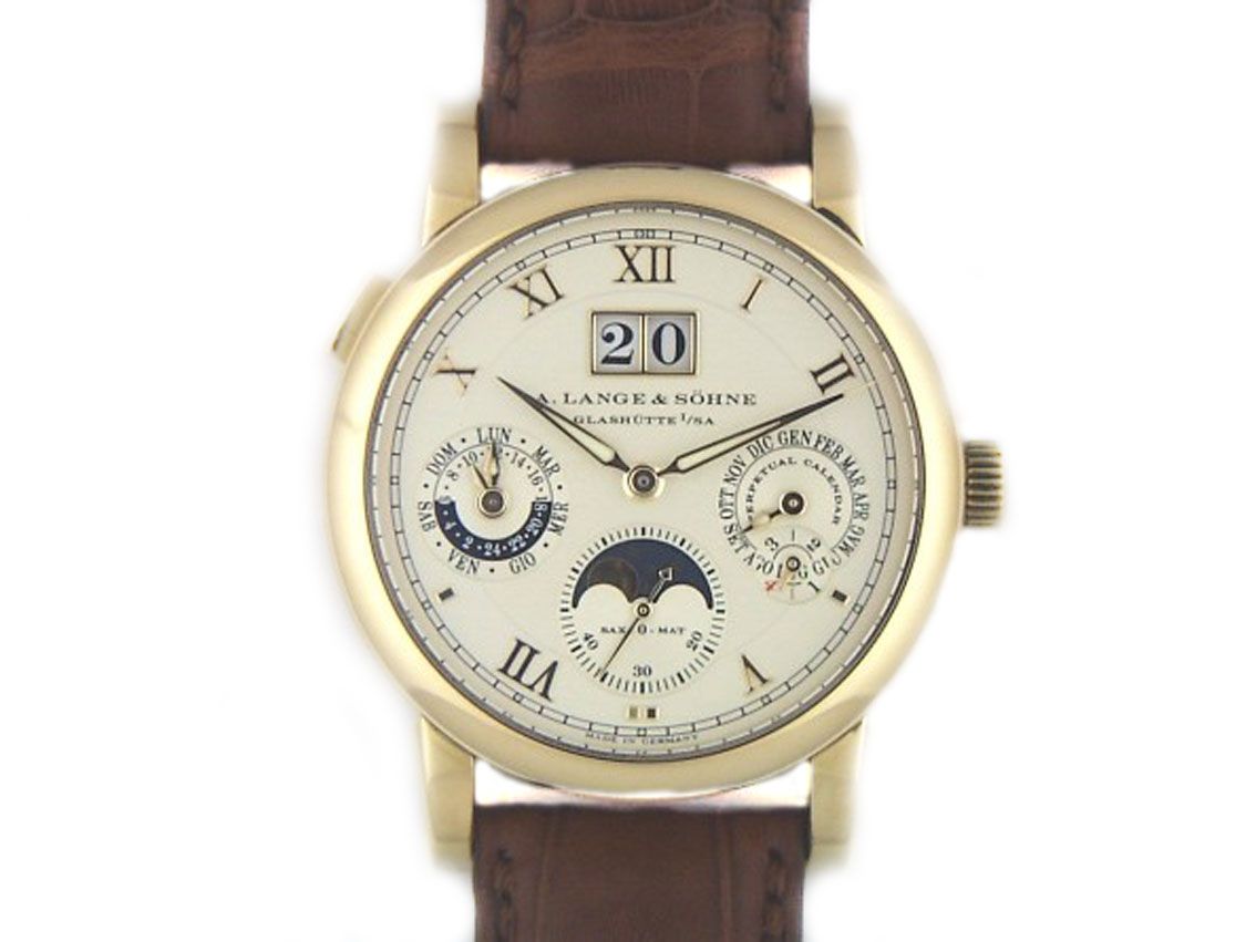 Lange & Söhne Langematik Perpetual Gelbgold Automatik 38mm Vintage Box&Pap. wie Neu