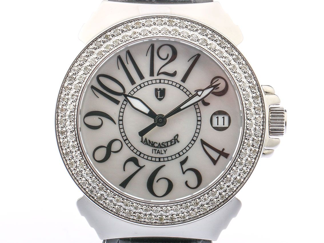 Lancaster Pillola Leather Stahl Diamond 0,86ct Perlmutt 36mm UVP 950,- Neu