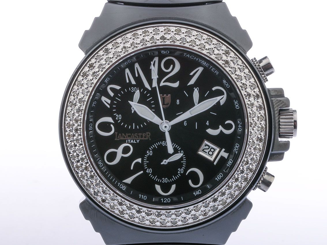 Lancaster Keramik Chrono Stahl Diamond 0,94ct Perlmutt 38mm UVP 2.480,- Neu