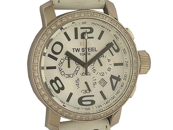 TW Steel Chronograph TW-804 Strasssteine Perlmutt 45mm Ungetragen