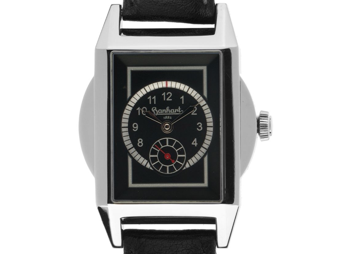 Hanhart M 39 Stahl Automatik Armband Leder 48x35mm Vintage Bj. 2009 wie Neu mit Zertifikat über 1.390,-€
