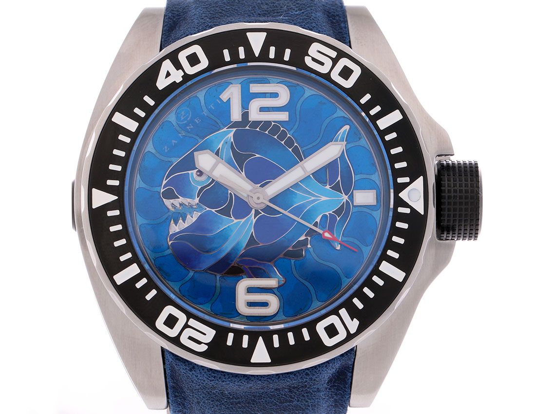 Zannetti Piranha Painting Dial Taucher Stahl/Kautschuk Automatik 51mm 4.500,- Neu