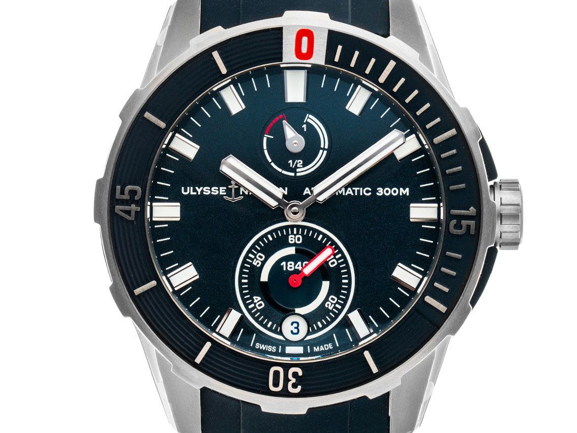 Ulysse Nardin Diver Automatik Armband Kautschuk Titan Kautschuk 44mm Box&Pap. Full Set Ungetragen