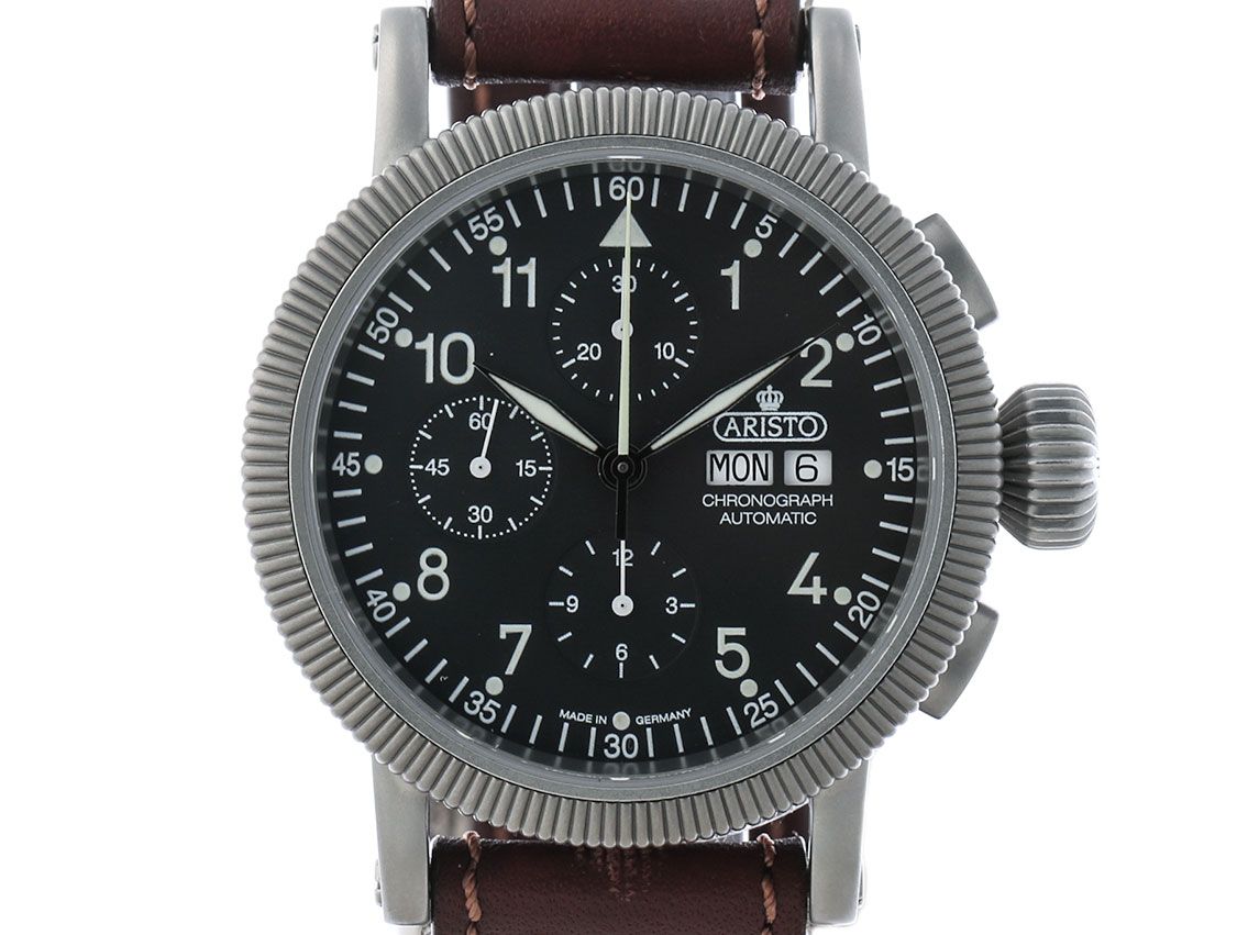 Aristo XL-Fliegerchrono Day Date Stahl Automatik Chronograph 44mm