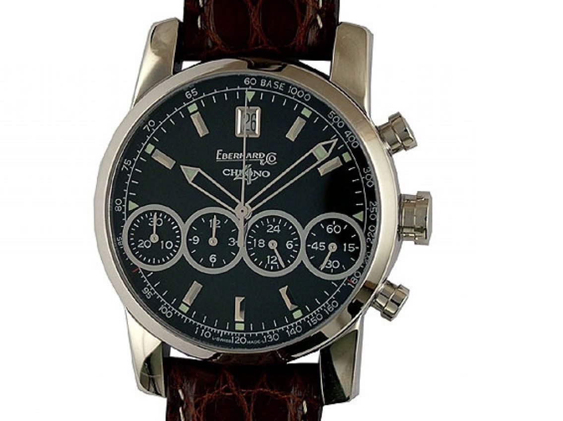 Eberhard & Co Chrono 4 Stahl Armband Leder 40mm Neu