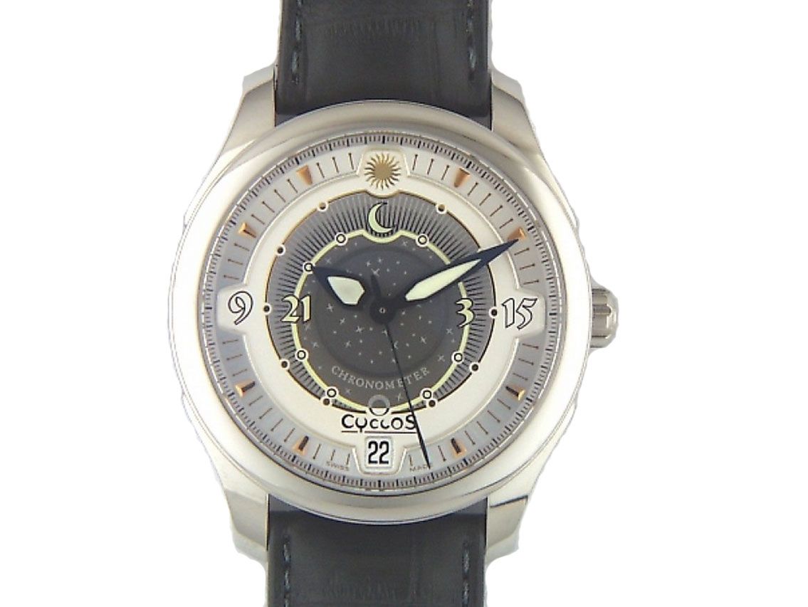 Cyclos Watch Day & Night Parity Stahl Automatik Armband Leder 39mm UVP 10.750.- Neu