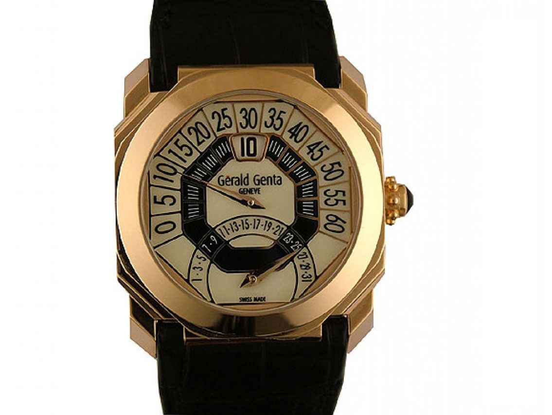 Gerald Genta Octa Biretro 18kt Roségold Automatik Armband Leder 42mm Ungetragen