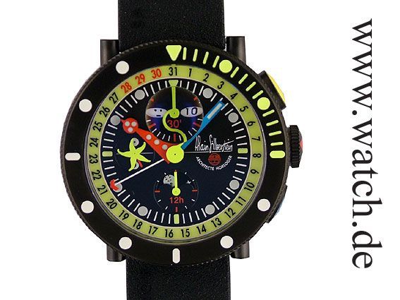 Alain Silberstein Marine Black Full Calender Krono Titan 45mm UVP 8.600,- Neu