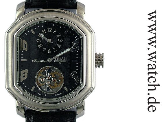Trias Tourbillon Régulateur Handaufzug Stahl 45 x 39 mm, NEU