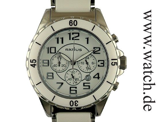 Ratius Hightech Ceramic Chronograph White 45mm UVP 489.- N E U