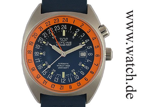 Glycine Airman SST 06 World Timer GMT Kautschuk 44mm UVP 1290.- N E U