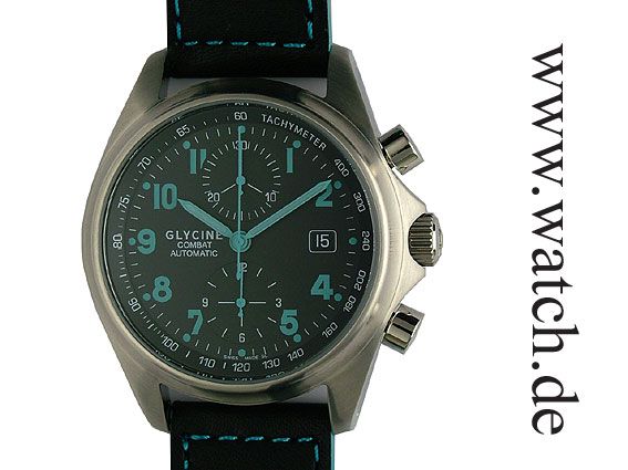 Glycine Combat 07 Black & Blue Chronograph 43mm N E U