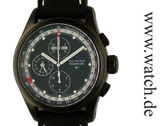 Glycine Incursore Black Jack Compliqué Limitiert GMT Chronograph 46mm UVP 3050.- N E U