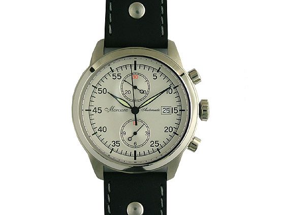 Mercure Rallytimer Silver Automatik Chronograph 44mm UVP 990.- N E U