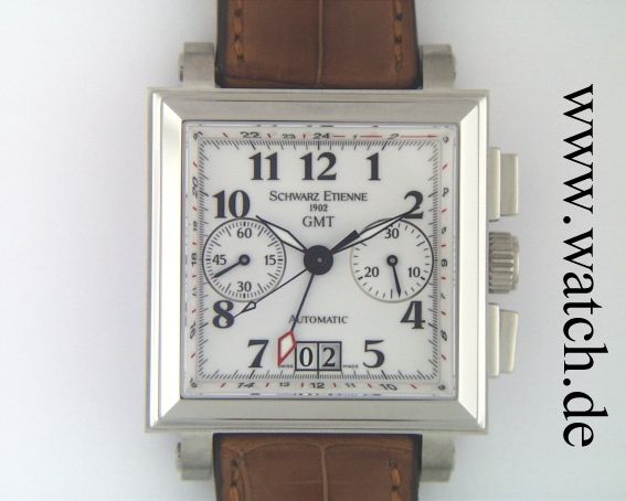 Schwarz Etienne Chronograph Carree GMT 49x38mm UVP 6.640.- N E U