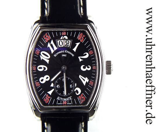 Schwarz Etienne Villeroy Großdatum 43x35mm UVP 3830.- N E U