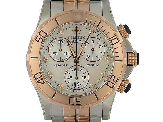 Michel Herbelin Newport Trophy Grand Sport Stahl/Roségold Diamond 37mm UVP 1395.- UNGETRAGEN