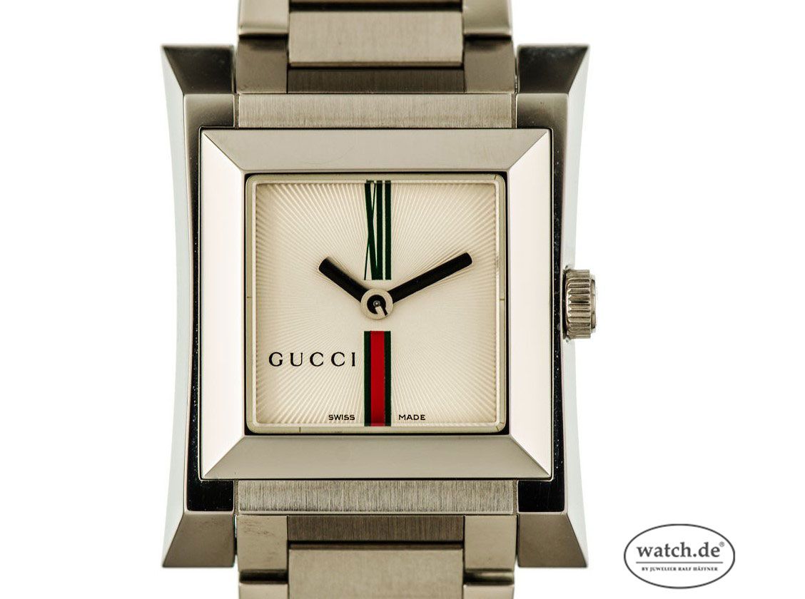 Gucci Guccio Stahl Quarz Armband Stahl 30x24mm Ref.YA 111 501 Box&Pap. Full Set Ungetragen mit Zertifikat über 995,-€