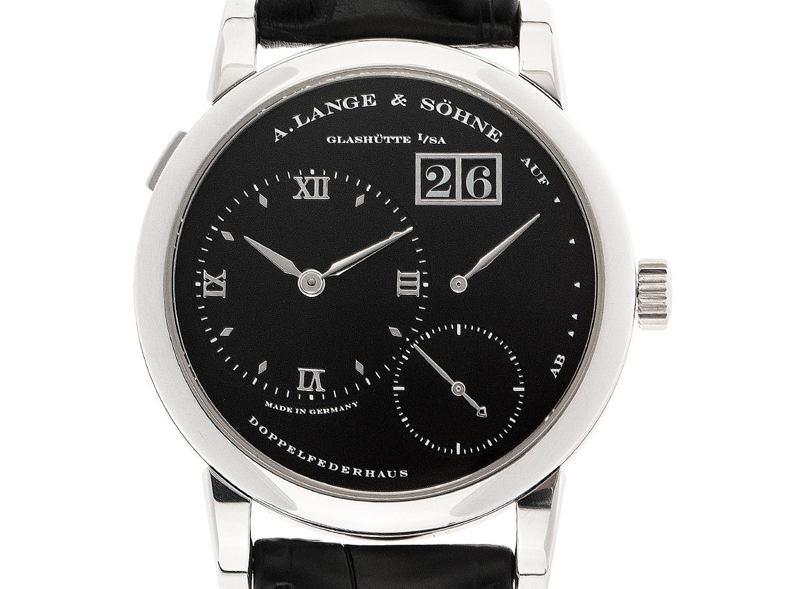 A. Lange & Söhne Lange 1 950 Platin Handaufzug Armband Leder 38mm Ref.101.035 Vintage Bj.2008 Box&Pap. Full Set wie Neu mit Zertifikat über 43.200,-€