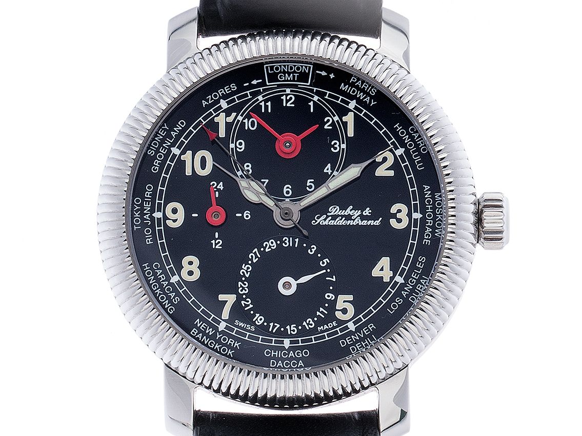 Dubey & Schaldenbrand GMT Stahl Automatik Armband Leder 38mm Vintage Bj.1999 wie Neu mit Zertifikat über 3.900,-€