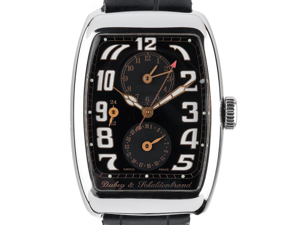 Dubey & Schaldenbrand Aerodyn Duo Stahl Automatik Armband Leder 44x33mm Vintage Bj.1998 wie Neu mit Zertifikat über 4.800,-€