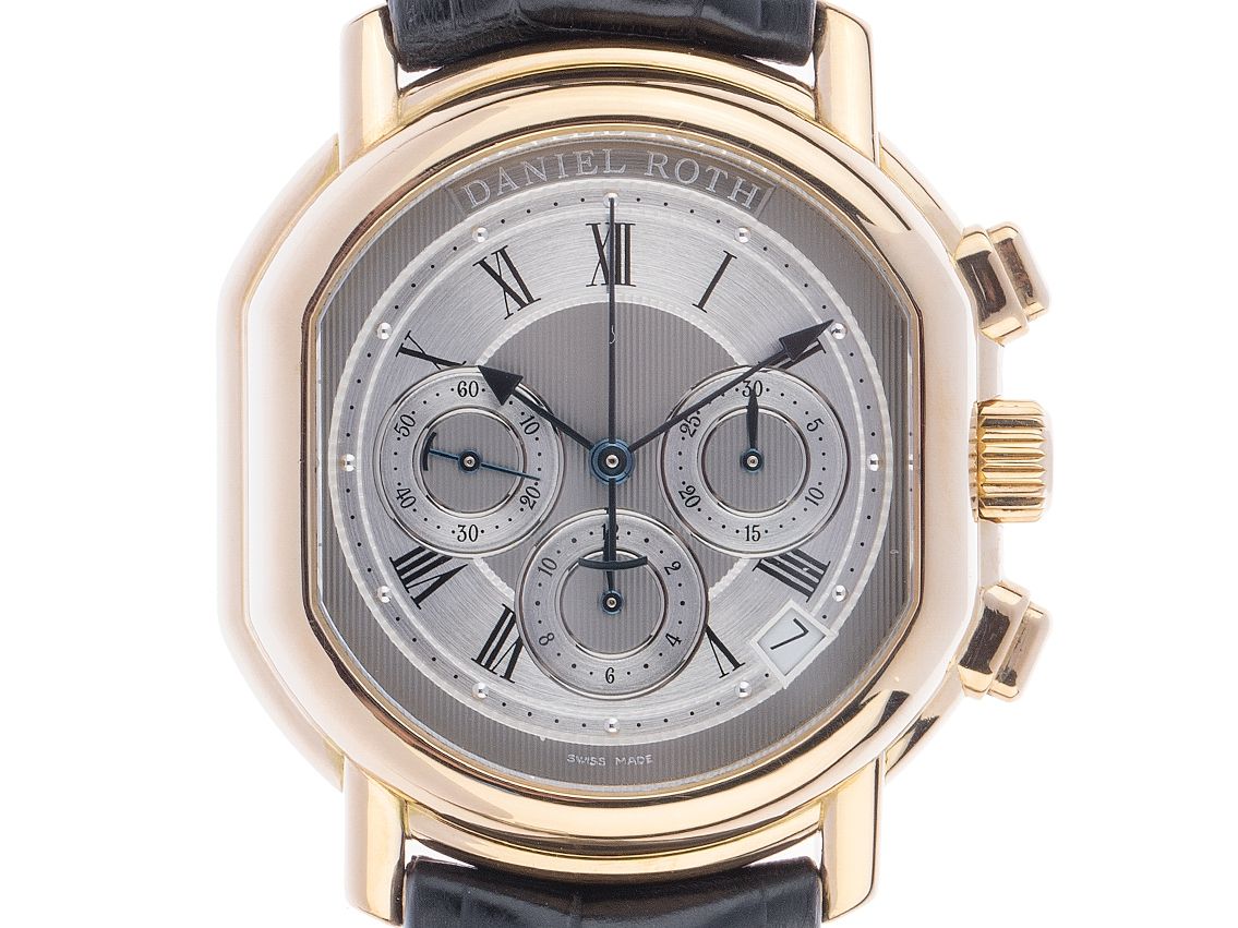 Daniel Roth El Primero Chronograph 18kt Gelbgold Automatik Armband Leder 42x38mm Ref.8247BASL Vintage Bj. 2004 Box&Pap. Full Set wie Neu mit Zertifikat über 28.000,-€