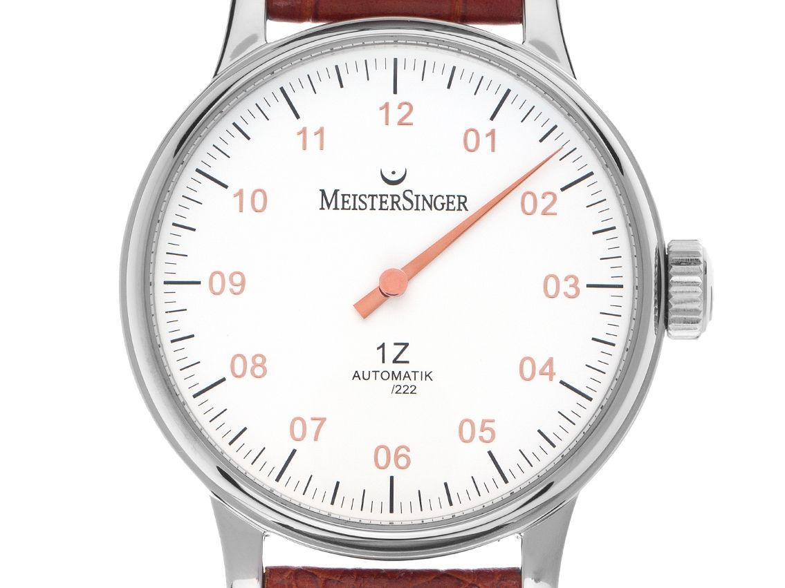 Meistersinger 1Z Einzeigeruhr Stahl Automatik Armband Leder Limitiert 43mm Vintage Bj.2005 Box&Pap. Full Set wie Neu mit Zertifikat über 2.750,-€