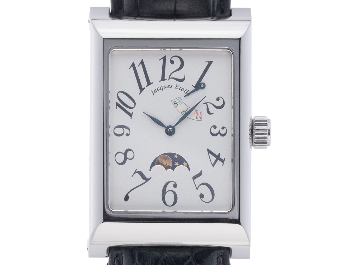 Jacques Etoile Estes Parc 1912 Lunarium Stahl Handaufzug Jaques Baume 7366 Armband Leder 46x29,5mm Vintage Bj. 2000 wie Neu mit Zertifikat über 5.000,-€
