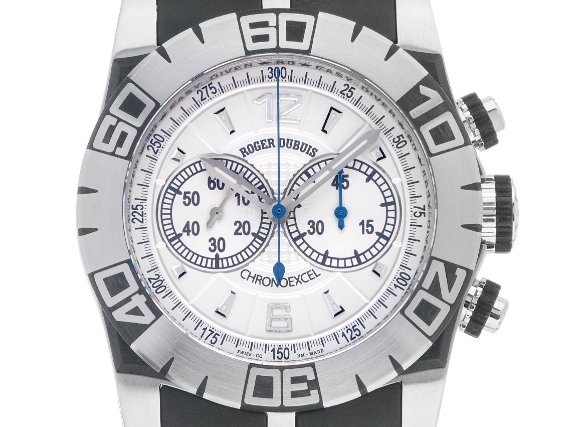 Roger Dubuis Sympathie Easy Diver Chronoexcel Stahl Chronograph Armband Kautschuk Limitiert 46,5mm Ref.SED4678CP Vintage Bj. 2008 Box&Pap. Full Set mit Rehaut wie Neu mit Zertifikat über 27.500,-€