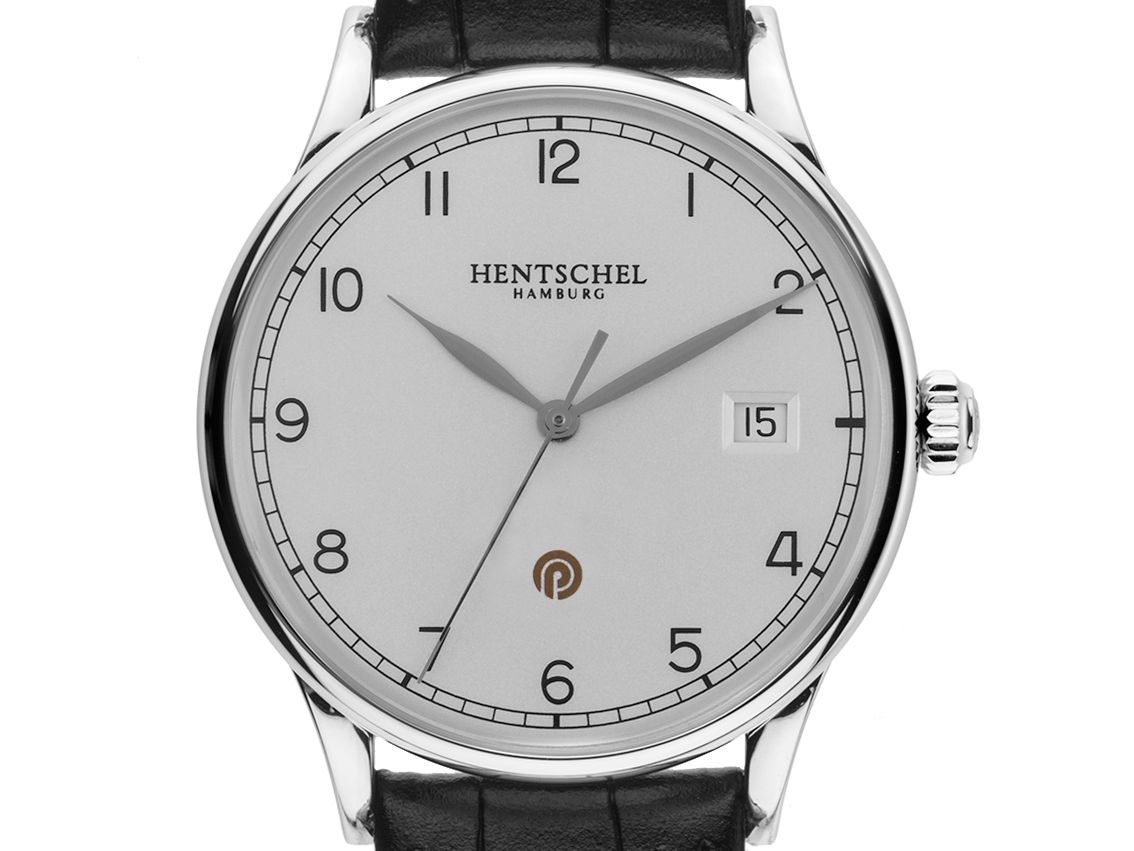 Hentschel Jubiläumsuhr Stahl Automatik Armband Leder 37mm Box&Pap. Full Set Neu mit Zertifikat über 3.900,-€