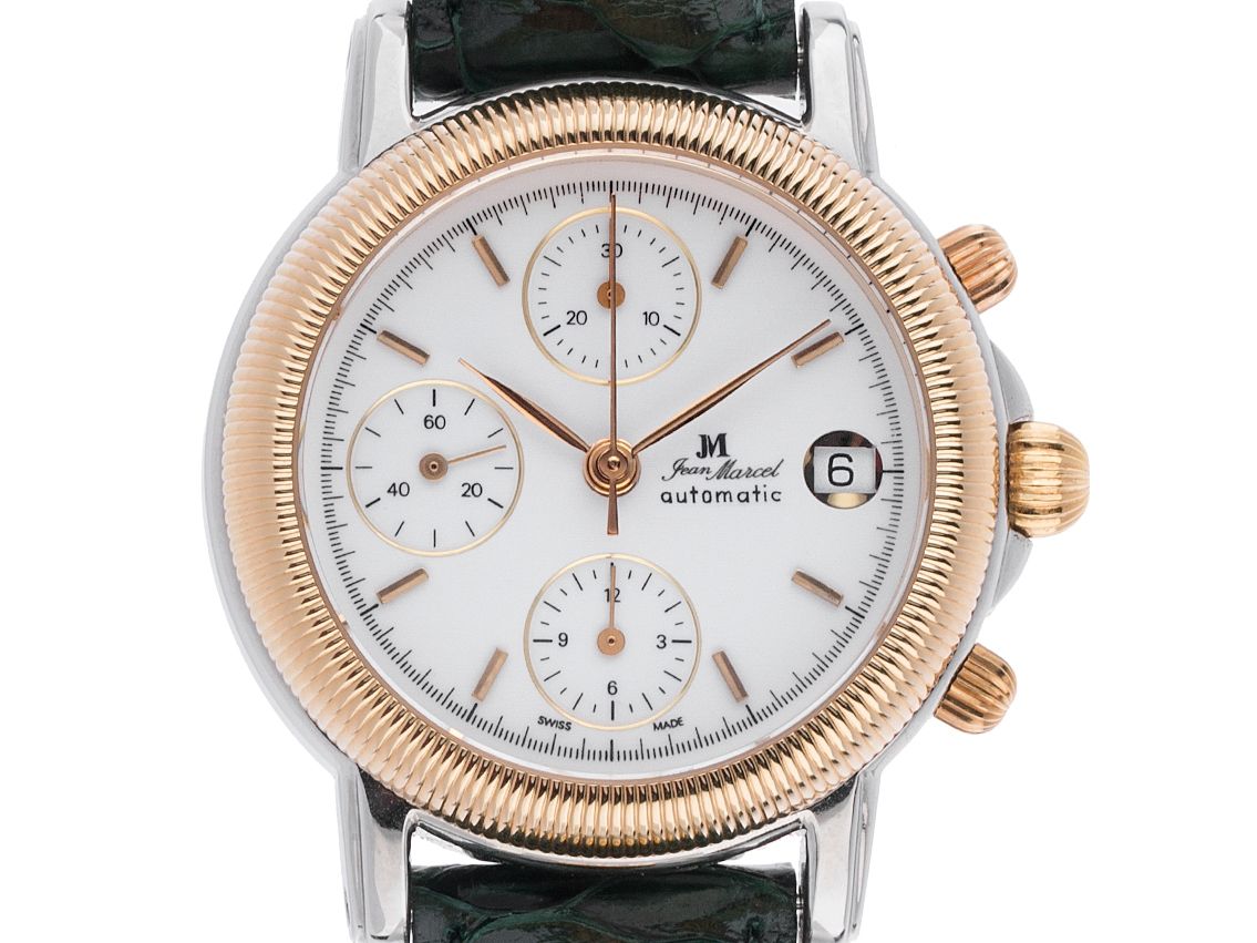 Jean Marcel Chronograph Stahl Gelbgold Automatik Valjoux 7750 Armband Leder 37mm Ref.261.052.68 Vintage Bj.1999 orig. Box Neu mit Zertifikat über 1.200,-€
