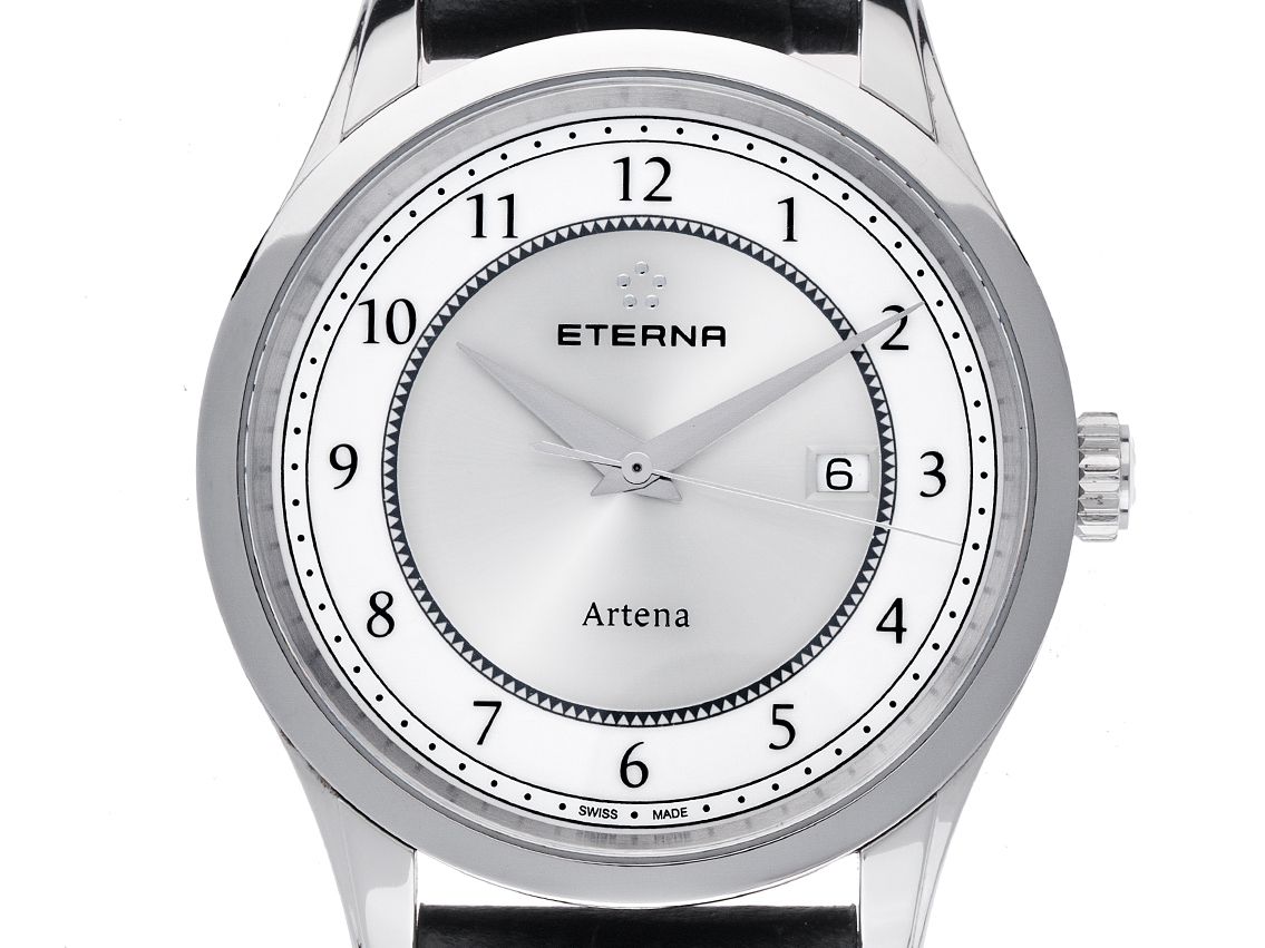 Eterna Artena Gents Stahl Quarz Armband Leder 40mm Ref.2520 Box&Pap. Full Set wie Neu mit Zertifikat über 790,-€
