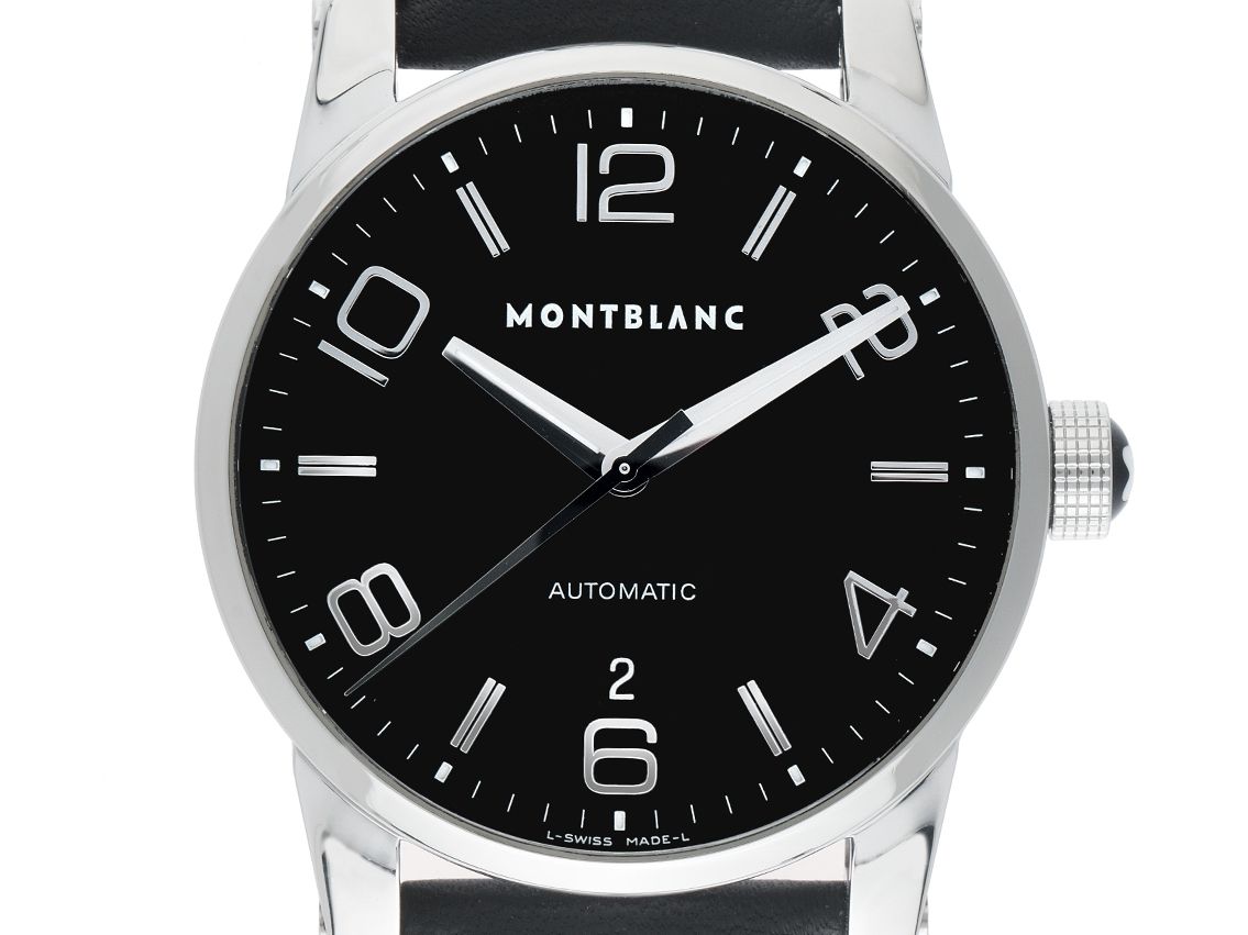 Montblanc Time Walker Date Stahl Automatik Armband Leder 42mm Ref.7070 Vintage Bj.2010 wie Neu mit Zertifikat über 2.890,-€