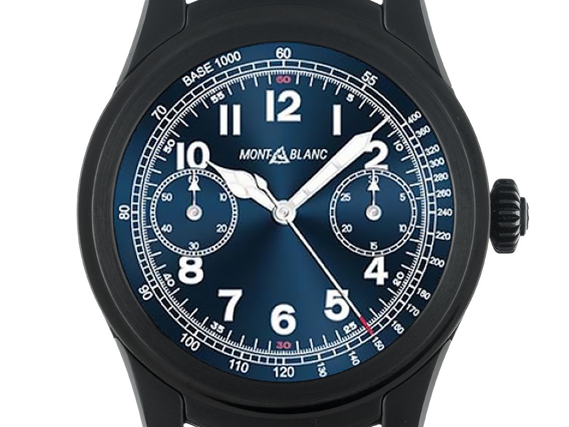 Montblanc Summit Smartwatch Stahl PVD Black Akku Quarz Armband Textil 46mm Ref.7445 Box&Pap. Full Set Ungetragen