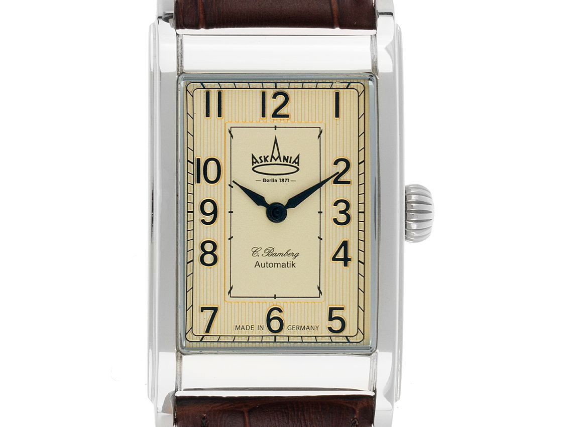 Askania C. Bamberg Stahl Automatik Armband Leder 44x26mm Ref.ASK-8011 Box&Pap. Full Set Neu mit Zertifikat über 1.595,-€