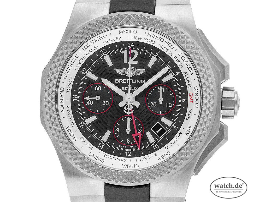 Breitling for Bentley B04 GMT Light Body Chronograph Titan Automatik Armband Kautschuk 45mm Vintage Bj.2015 Box&Pap. Full Set wie Neu mit Zertifikat über 11.000,-€