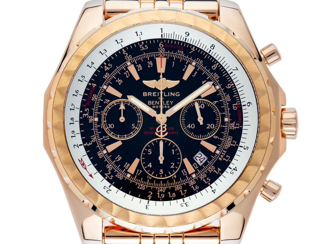 Breitling for Bentley Motors Special Edition 18kt Roségold massiv Automatik Chronograph Armband 18kt Roségold massiv Limitiert 48mm Ref.H25362 Vintage Bj.2005 Box&Service Pap. wie Neu mit Zertifikat über 45.000,-€