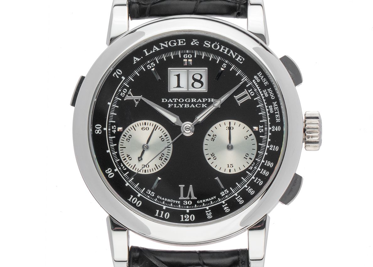 A. Lange & Söhne Datograph Chronograph Flyback 950 Platin Handaufzug Armband Leder 39mm Ref.403.035 Vintage Bj.2005 Box&Beschreibung wie Neu mit Zertifikat über 59.000,-€