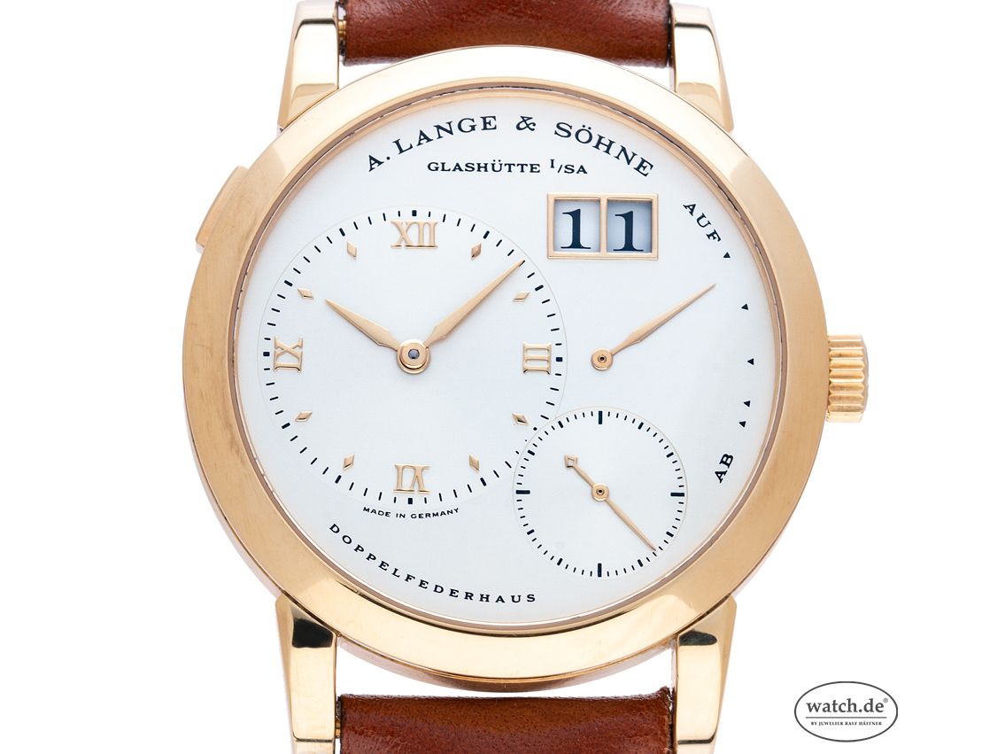 A. Lange & Söhne Lange 1 18kt Gelbgold Handaufzug Armband Leder Faltschließe 38mm Ref.101.021 Vintage Bj.2000 Box&Pap. Full Set wie Neu mit Zertifikat über 32.000,-€